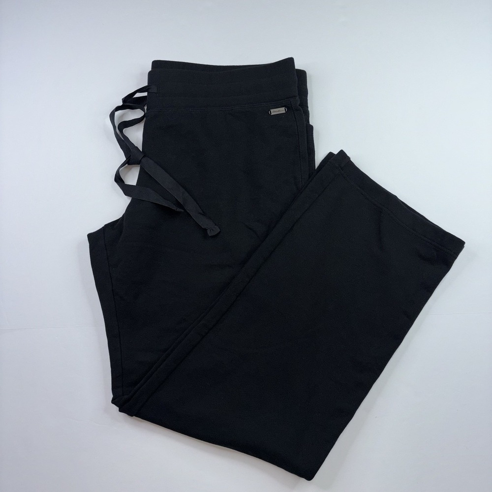 Eddie Bauer Women's Vintage Soft Relaxed Fit Wide Leg Black Sweatpants Size XL